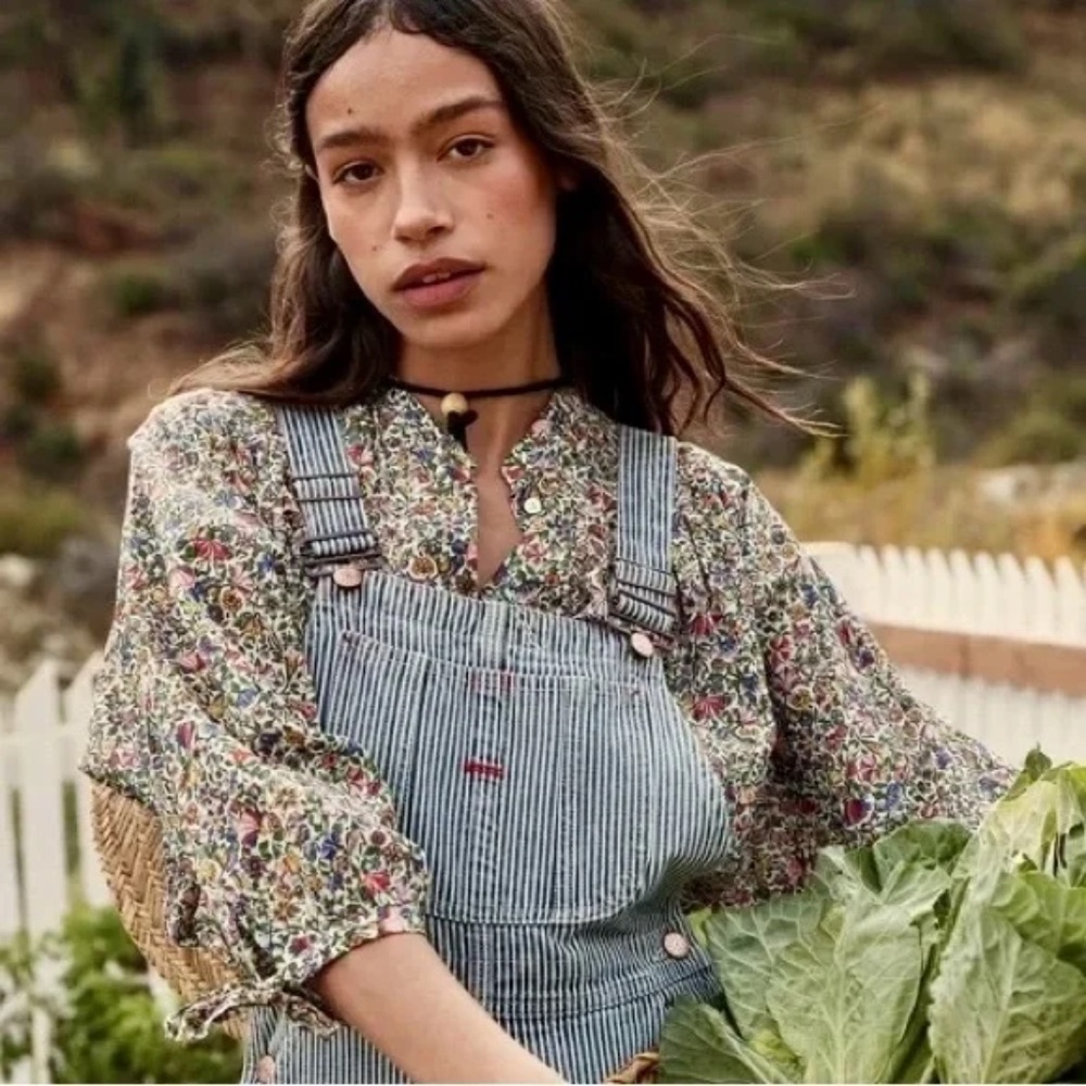 DOEN Myrtle Overalls in Hickory Stripe - Size 29